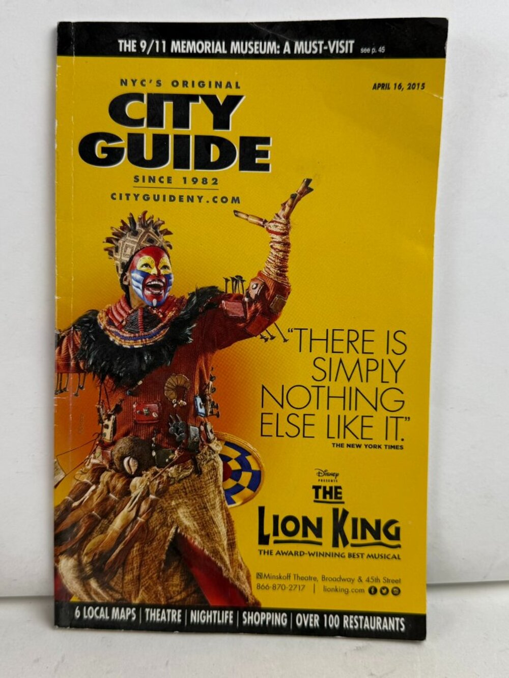 NYC City Guide Magazine April 16 2015 The Lion King Broadway Top Of The Rock Map
